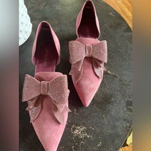 Jeffrey Campbell low-heel pump, pink rhinestone heels and bow Size 10. New.